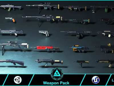 Weapon Pack Low-poly 3D model 3