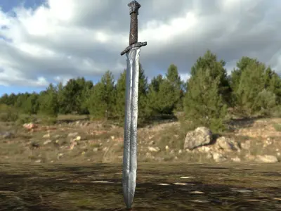 Viking Iron sword Low-poly 3D model