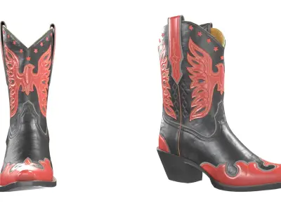 Eagle Star Cowboy Red Boots 3D model