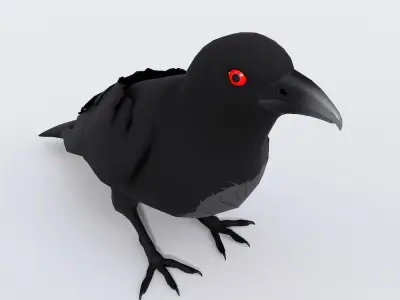 Raven crow cartoon 3d model  Low-poly 3D model
