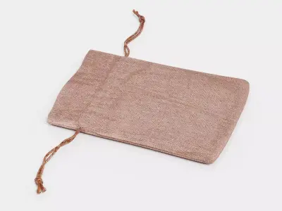 Jute Bag V1 - Flat Burlap Drawstring Pouch 3D model