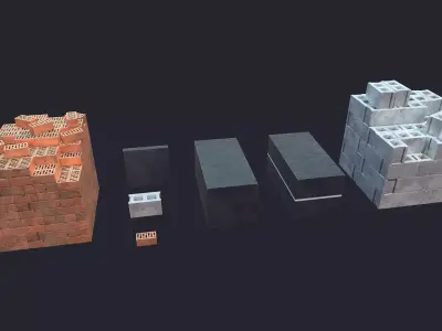 Concrete Brick Low-poly 3D model