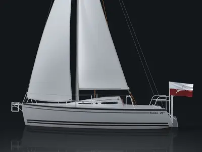 Modern sailing Low-poly 3D model