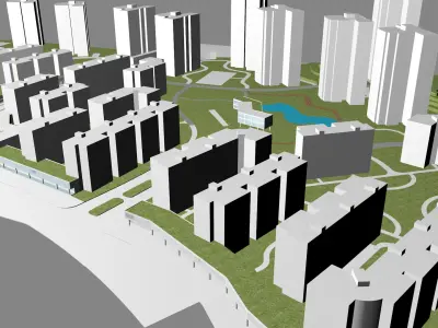 Urban highrise building building ancillary building commercial 3D model shop