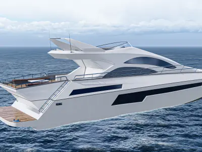 Yacht motor boat Low-poly 3D model