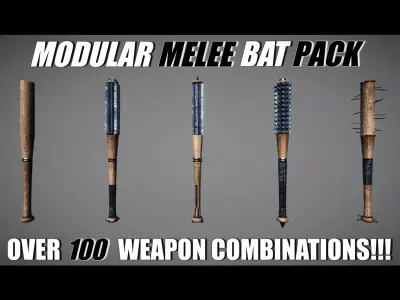 Modular Melee - Baseball Bat Pack Low-poly 3D model