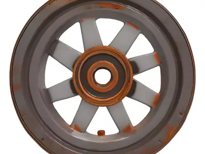 Vintage Rusty Metal Machine Wheel 3D model