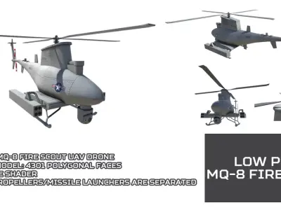 Low Poly MQ-8 Fire Scout UAV Drone Low-poly 3D model