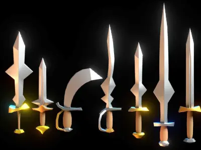 50 Lowpoly 3D Swords CC0 Free low-poly 3D model