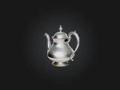 Silver Teapot Model Low-poly 3D model