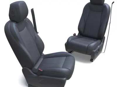 Car Seat with Headrest and Seat Belt 3D model