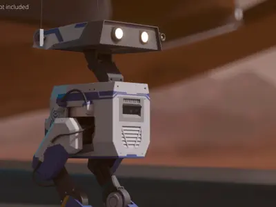  Nvidia AI Patrol Unit with Antennas White Blue Rigged for Cinema 4D 