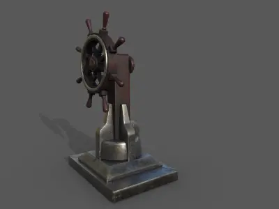 Steering wheel for a sea ship and a bell Wheel 3D model Low-poly 3D model V1