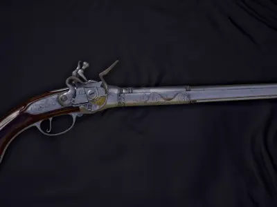 Repeating Flintlock Pistol Low-poly 3D model