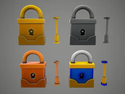 PADLOCK 5 CARTOON STYLIZED Low-poly 3D model