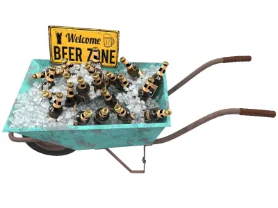 wheelbarrow with beer 3D model