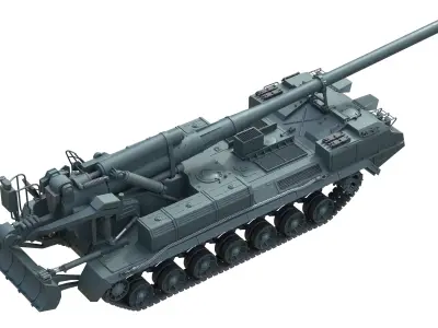 2S7 Pion Self Propelled Heavy Artillery  Low-poly 3D model