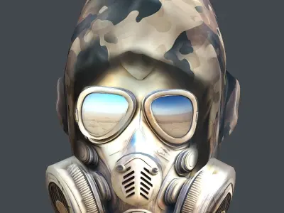 Gas mask helmet 3d model military combat Low-poly Low-poly 3D model 15