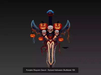 Infernal Pumpkin Blades - Wireframe Halloween Sword Pack