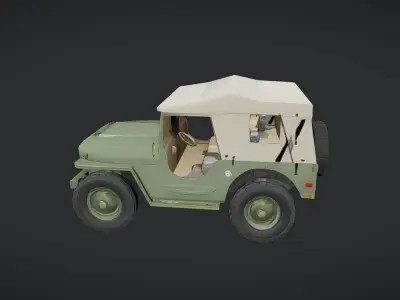 vintage military jeep vehicle 3D model