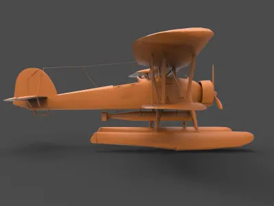 biplane orange 3D print model