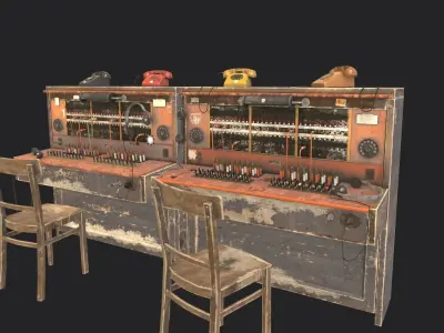 Old Double Telephone Switch 3D model