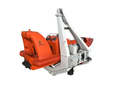 Rescue boat with a crane 3D model