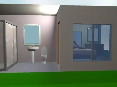Room with Private Bathroom Model Low-poly 3D model