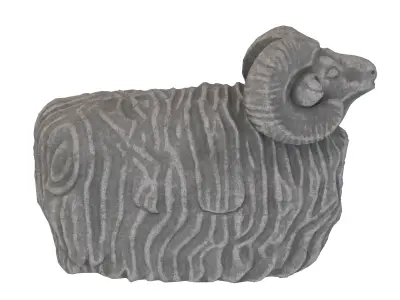 Garden ram stone statues Low-poly 3D model