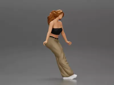 lowrider chola girl is leaning against the car mini shirt 3D print model