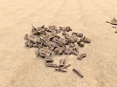 Fossil Bones and Skulls - Collection Low-poly 3D model