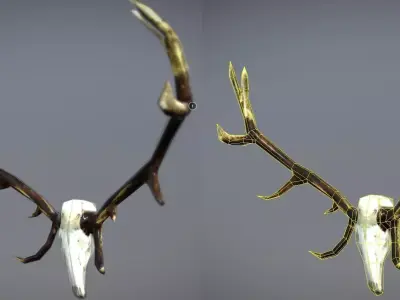 Low Poly Antlers two deer Low-poly 3D model