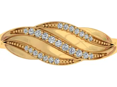 Wave Diamond Ring 3D print model