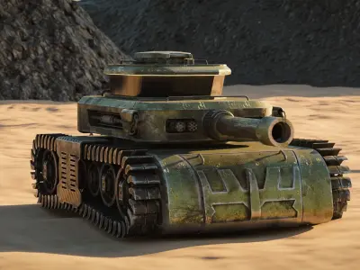 Low Poly Military Tank Game Asset Model with PBR Texture Low-poly 3D model