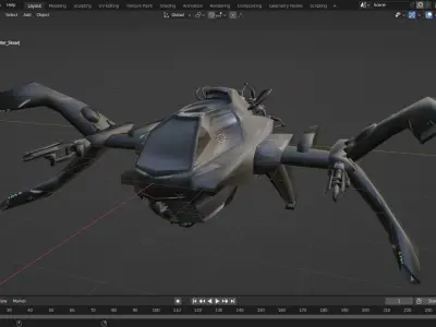 Lowpoly Game-ready spaceship space Fighter Low-poly 3D model