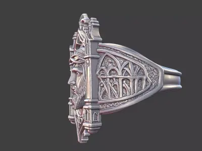 gothic church jesus ring ornate antique ring 3D print model