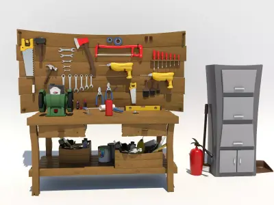 Cartoon Hand Tool Set 3D model