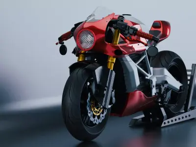 Red Racing Bike 3D model