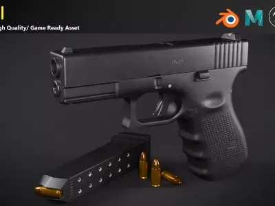 Pistol -Game Ready Low-poly 3D model