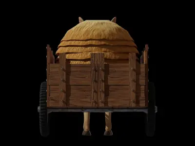 Stylized Cartoon Horse Wagon or Cart Low-poly 3D model