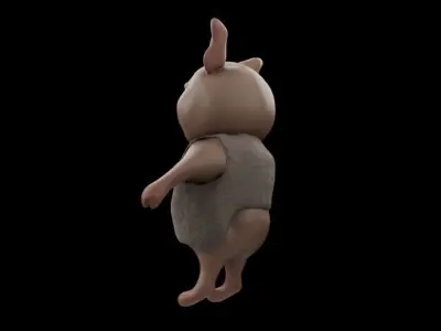 A creepy pig character 3D model