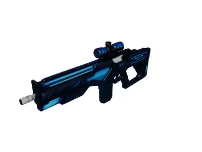 Futuristic Pulse Rifle Blue Ammo 3D model