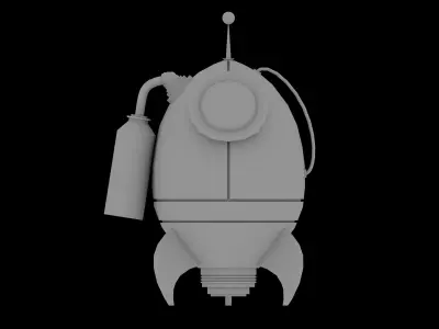 Rocket Cartoon Spaceship Low Poly 3D model