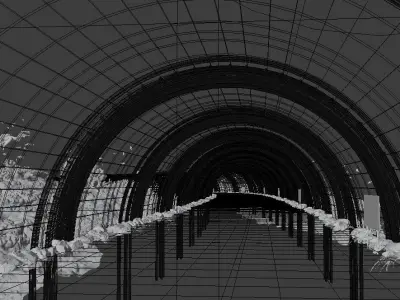 Underwater Tunnel Road with Views Low-poly 3D model