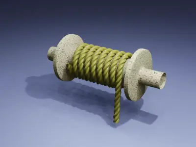 Well rope Pulley Low-poly 3D model