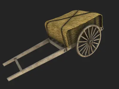 Feudal Japanese Cart Low-poly 3D model