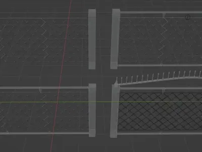 Steel fences with mesh Low-poly 3D model