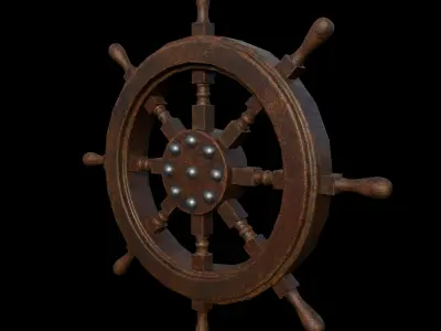ship wooden wheel lowpoly gameasset Low-poly 3D model
