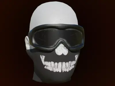 Military Mask and Goggles Skeleton Design Low-poly 3D model
