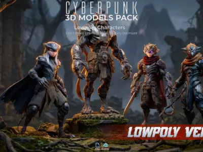 Cyberpunk Beast Hunters LowPoly Low-poly 3D model